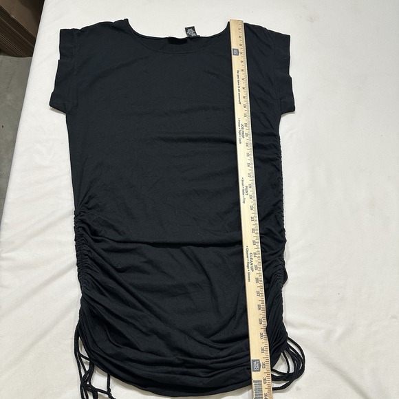 New York & Company Black Ruched Bodycon Dress Short Sleeve Stretch - Picture 8 of 9